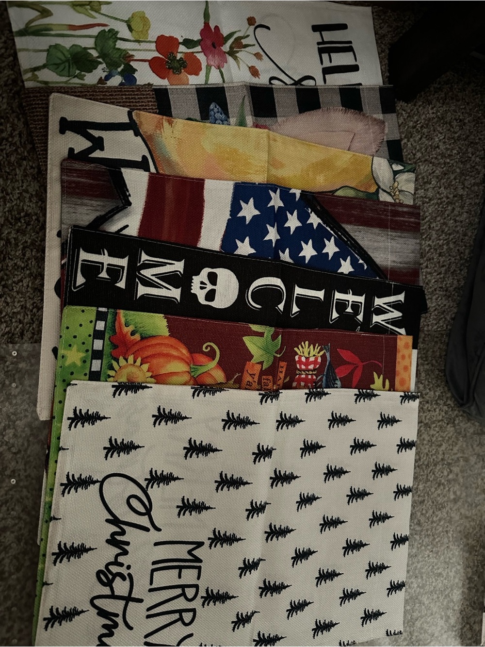 Assorted Decorative Garden Flag Bundle Spring Patriot Halloween Christmas
